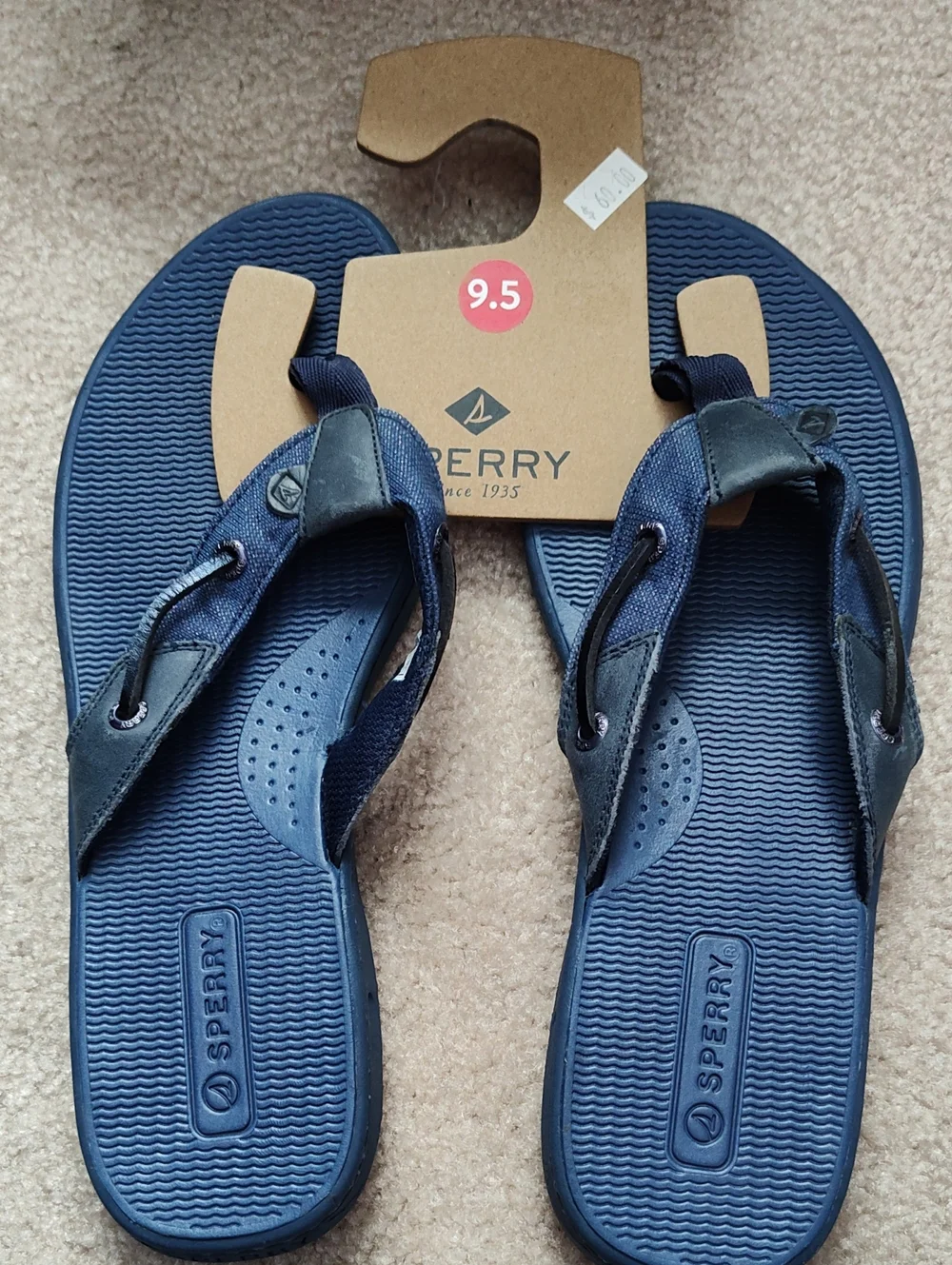 Sperry Navy Blue Flip Flop Sandals - Size 9.5